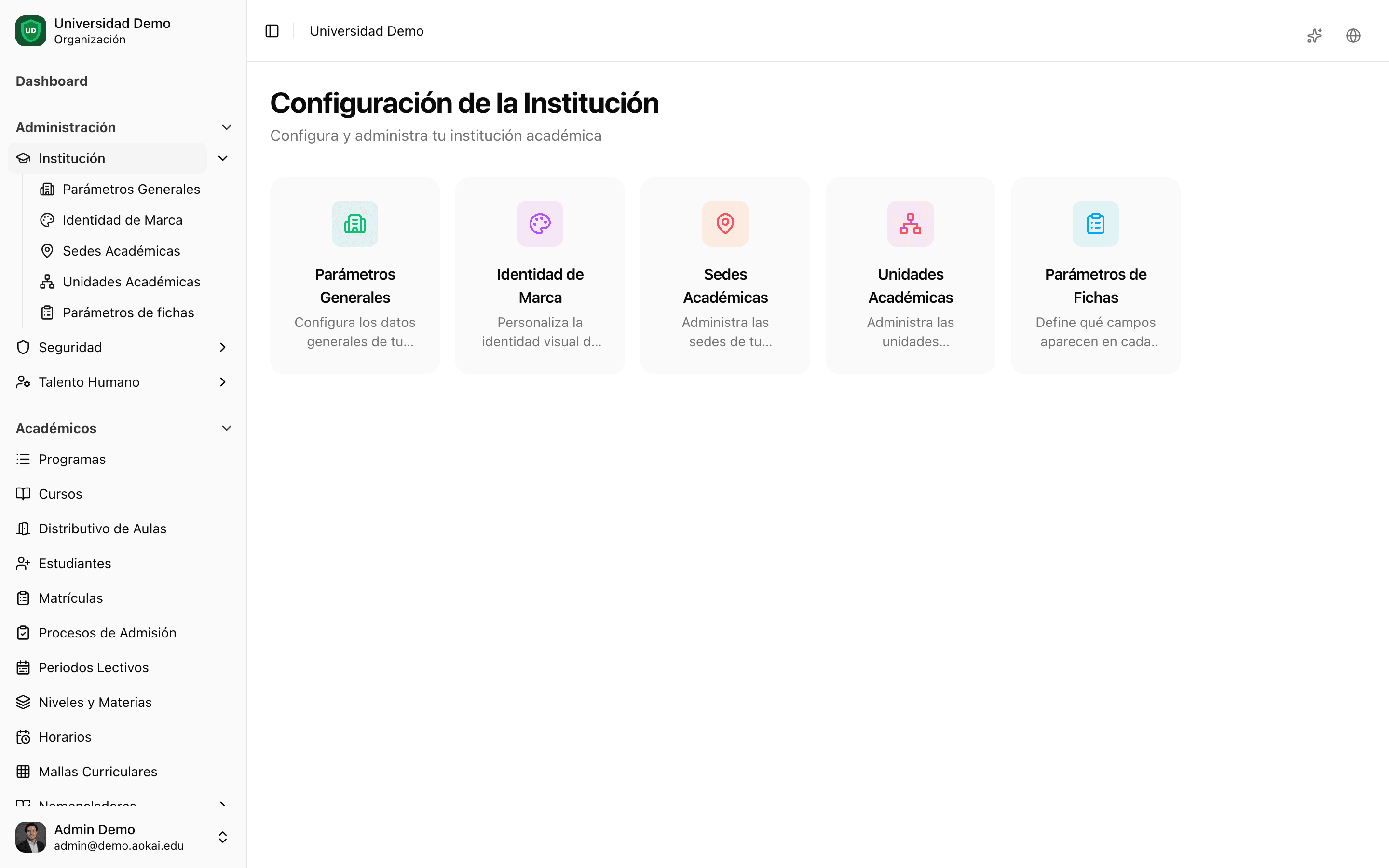 Institution configuration hub
